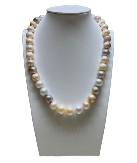 Collana Perle Multicolore Naturali e Argento